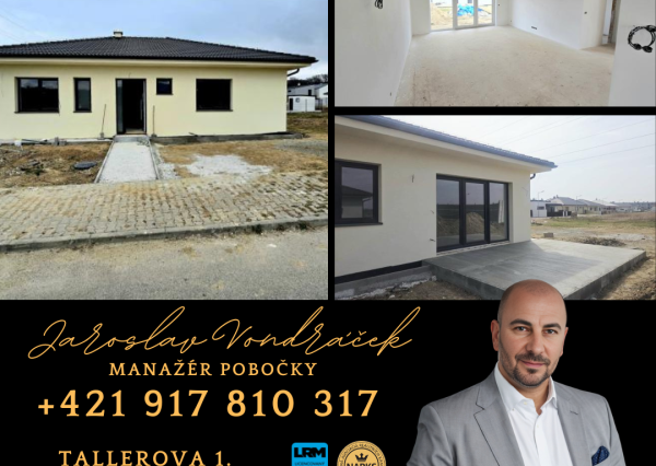 4 izbový BUNGALOV- Moravany nad Váhom DOLINKY s pozemkom 669 m2